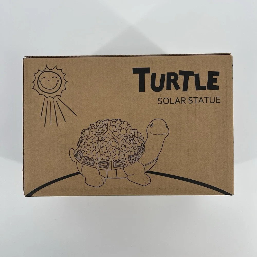 Nacome Solar TURTLE Garden Statue 7 LED Lights Succulent Patio Yard Decor - NEW